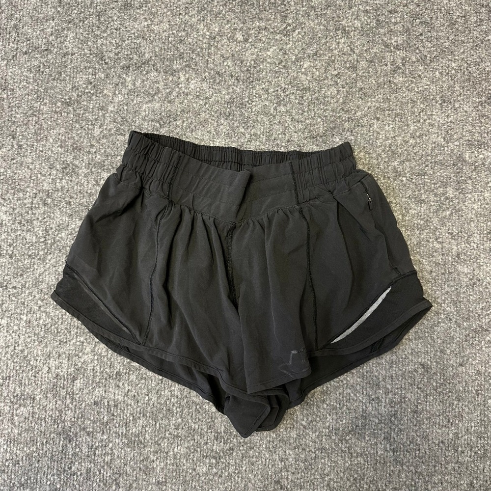 Lululemon Shorts Womens Size 4 Black Tracker Lined Athletic Running Stain